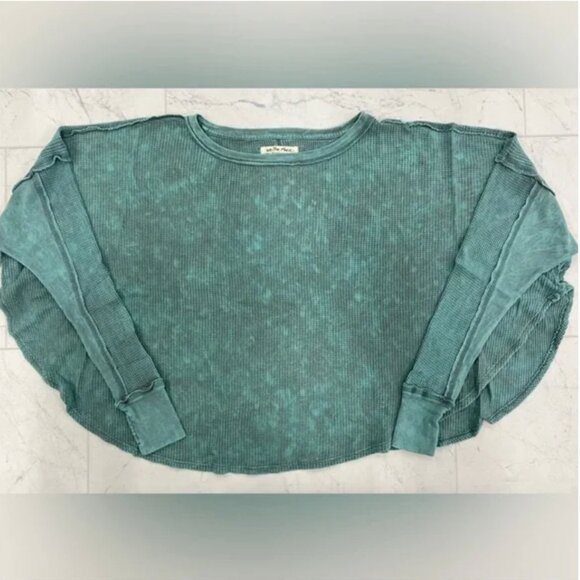 Free People Microphone Drop Thermal Silver Pine Acid Wash Green size Small NWT - Picture 4 of 10